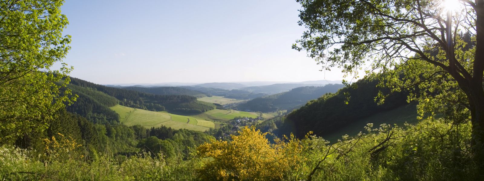 Spring photograph of a view of the Sauerland hills