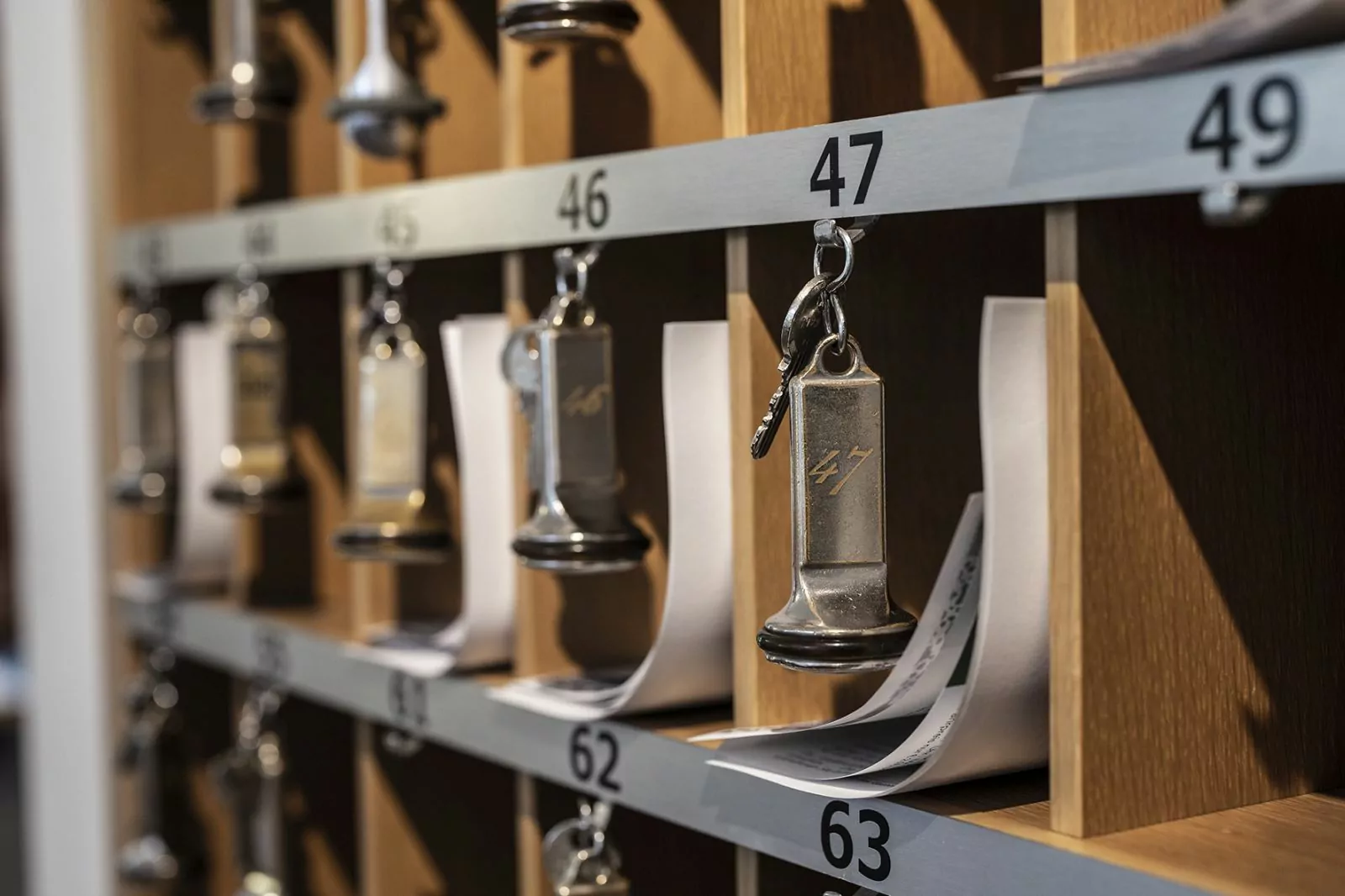 Schlüsselboard mit Fächern je Zimmer vom Jagdhaus Wiese